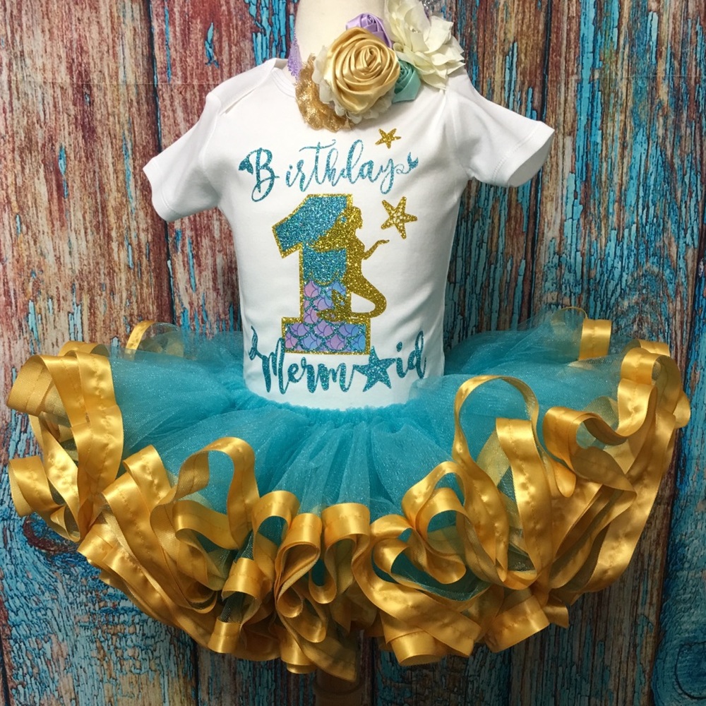 Mermaid 3PCS Ribbon Trim Tutu Set